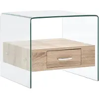 vidaXL Salontafel met lade 50x50x45 cm gehard glas