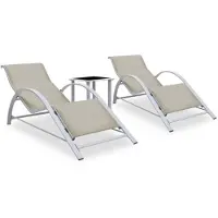 vidaXL Ligbedden 2 st met tafel aluminium crèmekleurig