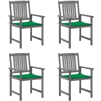 vidaXL Tuinstoelen met kussens, 4 stuks, grijs, massief acaciahout