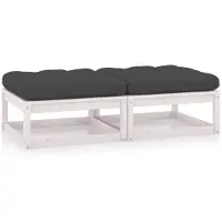 vidaXL - Tuinvoetenbanken - 2 - st - met - kussens - massief - grenenhout - wit