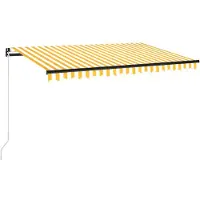 vidaXL Luifel handmatig uittrekbaar met LED 400x350 cm geel en wit