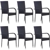 vidaXL Tuinstoelen stapelbaar 6 st poly rattan zwart