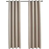 vidaXL Gordijn verduisterend met metalen ringen 2 st 140x175 cm beige