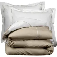 De Witte Lietaer Dekbedovertrek Bumblebee White Vision Taupe Percal-260 x 200 / 220 / 240 cm | Extra Breed