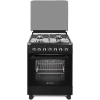 Wiggo WO-E605R(BB)-2 - Gasfornuis - 4 kookzones - Elektrische oven 66 liter - Zwart