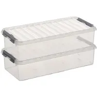 Sunware 2x Kunststof stapelbare opbergbak 6,5 liter 48,5 x 19 x 10,5 cm - Opbergbox