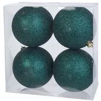 Cosy & Trendy 12x Kunststof kerstballen glitter petrol blauw 10 cm kerstboom versiering/decoratie - Kerstbal