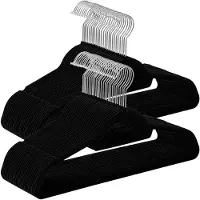 Acaza Set Van 100 Anti-slip Kleerhangers, Dunne Fluwelen Kledinghangers Voor Costuum, Broek, Pak Of Tshirts, Zwart