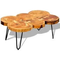 vidaXL Salontafel met 6 boomstammen 35 cm massief acaciahout