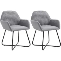 vidaXL Eetkamerstoelen 2 st stof lichtgrijs