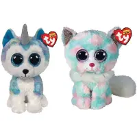 TY - Pluchen dieren - Beanie Buddy - Helena de Husky en Opal de kat