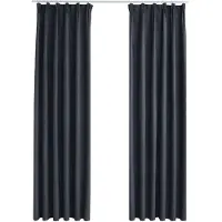Super Merchant Gordijnen verduisterend met haken 2 st 140x225 cm antraciet