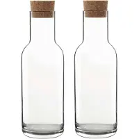 Bormioli Rocco 2x Glazen water of sap karaffen met dop1 L - Karaffen