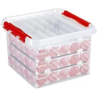 Sunware Q-line transparante opbergdoos voor kerstversiering 26 liter (75 kerstballen)