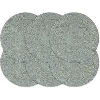 vidaXL Placemats 6 st rond 38 cm jute olijfgroen