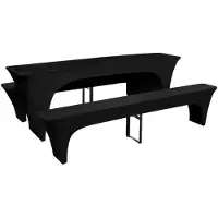 vidaXL Hoes voor biertafel en banken 225x50x80 cm stretch zwart 3 st