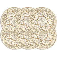 vidaXL Placemats 6 st rond 38 cm jute wit