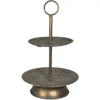 Clayre & Eef Etagère 2 Laags Ø 37*59 Cm Koperkleurig Metaal