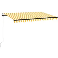 vidaXL Luifel automatisch uittrekbaar 450x350 cm geel en wit