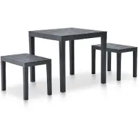 vidaXL Tuintafel met 2 banken kunststof antraciet