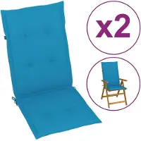 vidaXL Tuinstoelkussens 2 st hoge rug 120x50x3 cm stof blauw