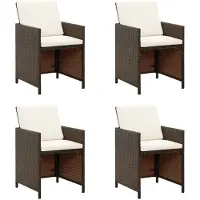 vidaXL Tuinstoelen 4 st met kussens poly rattan bruin