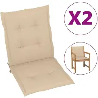 vidaXL Tuinstoelkussens lage rug 2 st 100x50x3 cm oxford stof beige