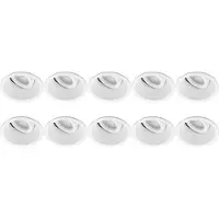 BES LED Spot Armatuur 10 Pack - Pragmi Zano Pro - GU10 Inbouwspot - Rond - Wit - Aluminium - Kantelbaar - Ø93mm