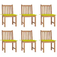 vidaXL Tuinstoelen, 6 stuks met kussens, massief teakhout