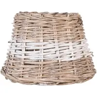 Clayre & Eef lampenkap band wit ø 23x17 cm - bruin, wit - rotan
