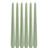 Trend Candles 6x Lange rechte kaarsen pastelgroen parelmoer 30 cm 13 branduren dinerkaarsen/tafelkaarsen - Dinerkaarsen