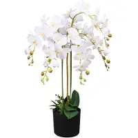 vidaXL Kunstplant met pot orchidee 75 cm wit