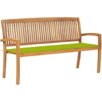 vidaXL Tuinbank, 159 cm, teakhout, met kussen, lichtgroen