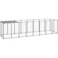 vidaXL Hondenkennel 4,84 m² staal zilverkleurig