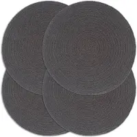 vidaXL Placemats 4 st rond 38 cm katoen effen donkergrijs