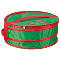 Sunware opbergtas voor kleine kerstkrans Ø 450 x 180 mm groen/rood