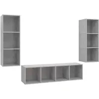 vidaXL 3-delige Tv-meubelset bewerkt hout betongrijs