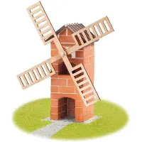 Teifoc Bouwdoos – Windmolen Bouwset – 100 onderdelen – Echte mini Bakstenen met Cement, Kom en Troffel – Bouwpakket voor kinderen vanaf 6 jaar
