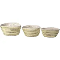 Clayre & Eef Witte Mand (3) 28*14*14 / 26*12*12 / 24*10*12 cm 6RO0527
