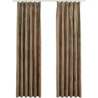vidaXL Gordijnen verduisterend 2 st met haken 140x175 cm fluweel beige