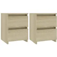 vidaXL Nachtkastjes 2 st 30x30x40 cm bewerkt hout sonoma eikenkleurig