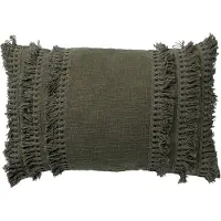 Dutch decor - FARA - Kussenhoes 40x60 cm - 100% katoen - met franjes - Chive - groen