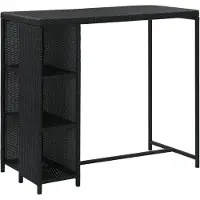 vidaXL Bartafel met plank, zwart, 120x60x110 cm, polyrotan