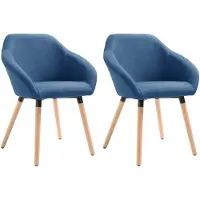vidaXL Chaises à manger 2 pcs bleu tissu