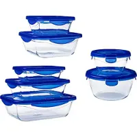Pyrex - Cook & Go Schaal Set van 7 Stuks - Borosilicaatglas - Transparant / Blauw
