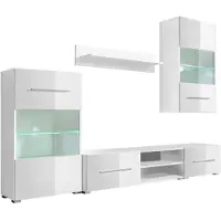 vidaXL Muurvitrine tv-meubel met LED-verlichting wit 5-delig