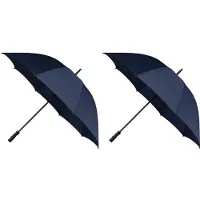 Falcone 2x Stormparaplu navy/marine blauw 130 cm - Paraplu's