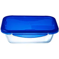 Pyrex - Cook & Go Lunchbox met Deksel 800 ml Set van 3 Stuks - Transparant/Blauw