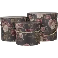 Clayre & Eef Hoedendoos Set van 3 Ø 23*20 / Ø 20*17 / Ø 17*14 cm Zwart