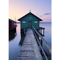 Overig Fotobehang Das Grüne Bootshaus - Blauw - 2,80m X 200cm